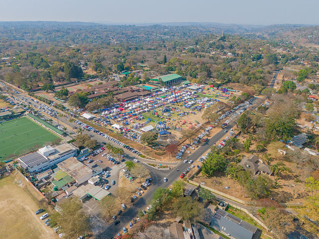 Aerial cityscape of central Harare