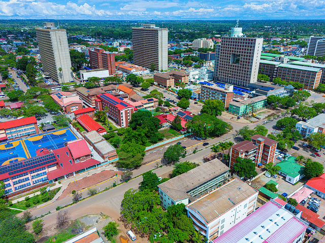 Aerial view of a commercial development