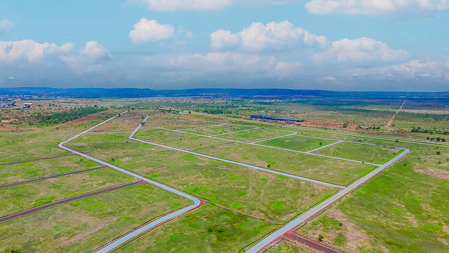 Aerial view of an urban property complex
