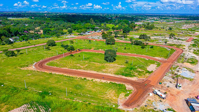 Wide aerial photograph of a Zimbabwean development site